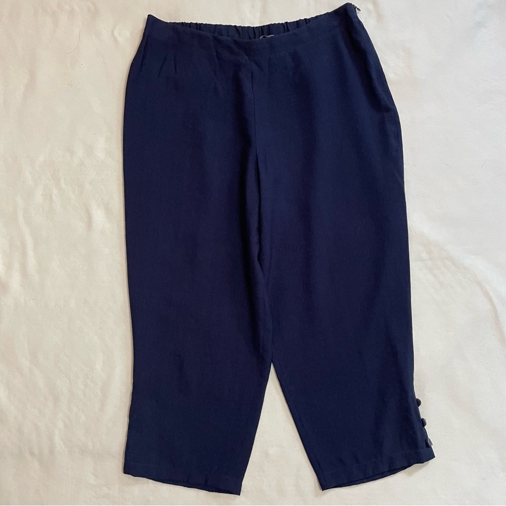 Eva Tralala Viscose Blue Crop Pants Made in France Size L - Picture 3 of 9